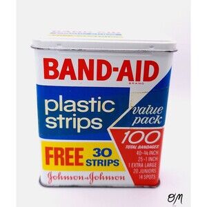 Johnson & Johnson Vintage Band-Aid Plastic Strips Hinged Metal Box